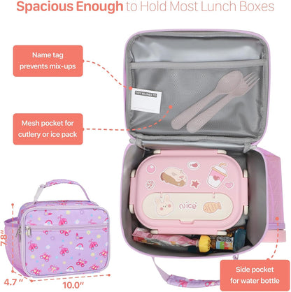 Kids Lunch Bag Boys - Insulated Kids Lunch Box Reusable Lunchbox with Water Bottle Holder Toddler Lunch Tote Bag for School Daycare, Black Dino Fossil