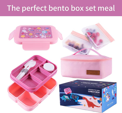Bento Box for Kids Girls Boys, Adult,8-Compartment Leak-Proof Toddler Lunch Box for School, Drop-Proof Kids Lunch Containers with Insulated Bag, Microwave & Dishwasher Safe, BPA-Free,(Blue)