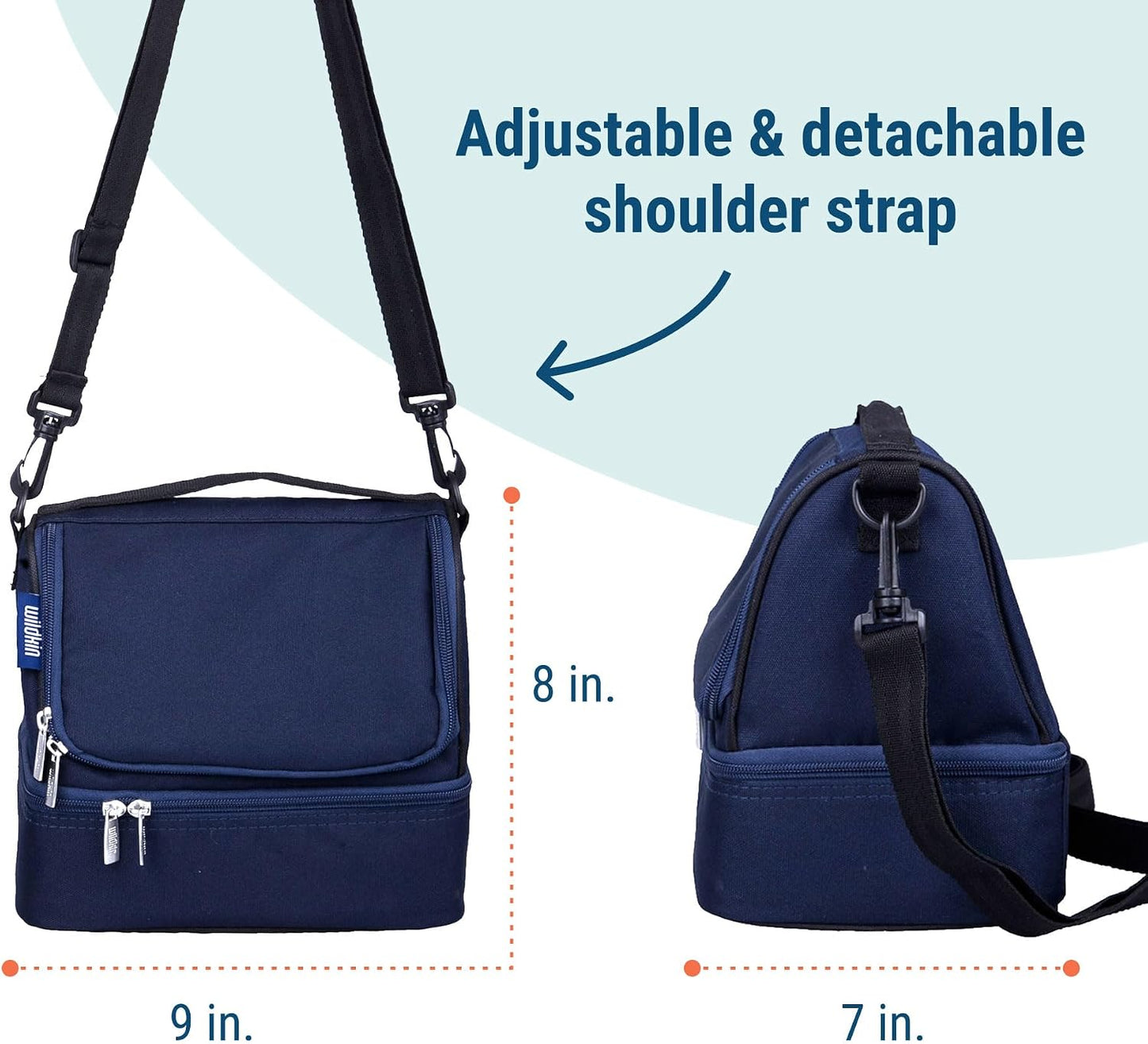 Wildkin Kids Two Compartment Insulated Lunch Bag – Keeps Food Hot or Cold, Easy-Clean Lining, Leak-Resistant & BPA-Free – Boys & Girls, Ideal for School, Travel & Daycare – Jurassic Dinosaurs