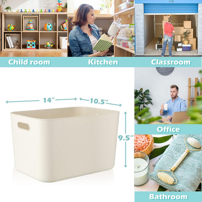 Zopeal Plastic Storage Bins 10 Pcs White Pantry Organizer Bins Small Baskets Storage Containers for Home Kitchen (10 x 7 x 6 Inch)