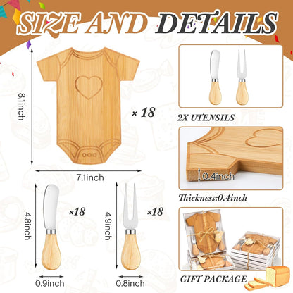 Ziliny 2 Set Baby Shower Gifts for Guests Clothing Mini Charcuterie Board with Knives Forks Gift Boxes Shaped Cheese Board Party Favors Baby Shower Game Prizes Gender Reveal Favors (Bamboo)