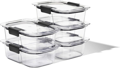 Rubbermaid Brilliance BPA Free Airtight Food Storage Containers with Lids, Set of 4 (4.7 Cup) Ideal for Lunch, Meal Prep, and Leftovers