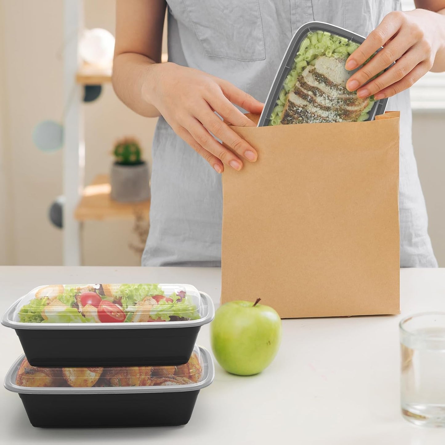 RANLITTLE Meal Prep Containers Reusable 38oz - Food Prep Containers with Lids 50 Pack, Disposable To Go Food Containers, Leakproof, Stackable, Takeout, BPA-Free, Microwave/Freezer Safe