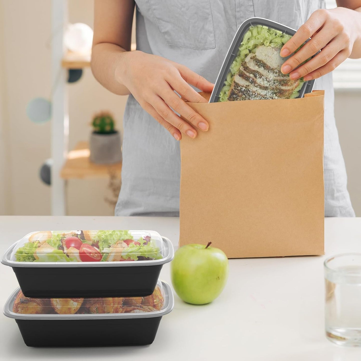 RANLITTLE Meal Prep Containers 50 Pack 38oz Reusable, Leakproof Food Storage Containers with Lids, BPA-Free Plastic To Go Take Out Bento Box Stackable Microwave & Freezer Safe
