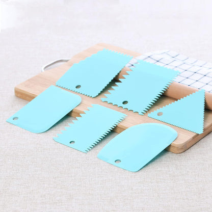 6pcs Cake Scraper Decorating Comb and Icing Smoother Reusable Bread Cream Pizza Cutter-Purple