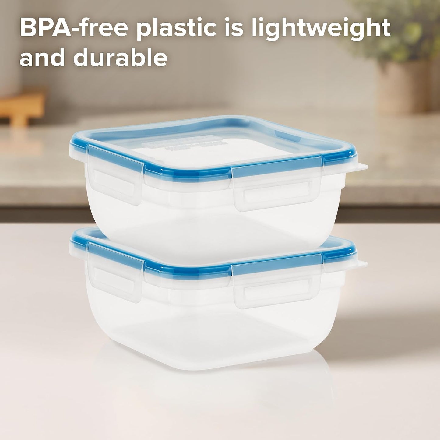 Snapware Plastic Total Solution 3-Pack (8.5-Cup) Food Storage Containers Set, Leakproof & Airtight Plastic Locking Lids Rectangular Containers, BPA-Free Lids, Microwave Dishwasher Freezer Safe