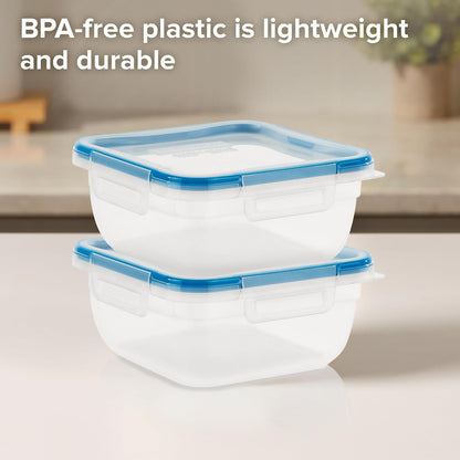 Snapware Plastic Total Solution 3-Pack (8.5-Cup) Food Storage Containers Set, Leakproof & Airtight Plastic Locking Lids Rectangular Containers, BPA-Free Lids, Microwave Dishwasher Freezer Safe