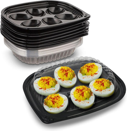 MT Products Clear Deviled Egg Containers Holds 12 Eggs 10.2" x 7.4" x 1" - Durable Egg Platter Tray (Pack of 12) - Made in the USA