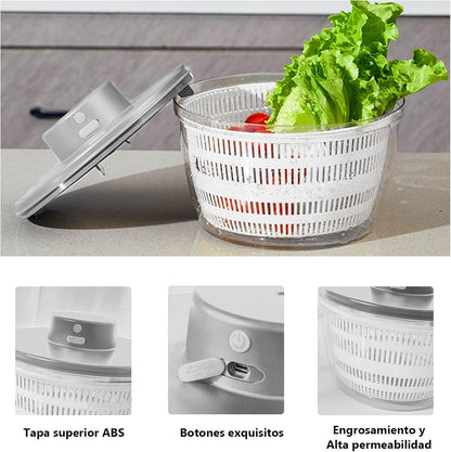 Electric Salad Spinner, 4L Lettuce Spinner Large Capacity USB Chargeble Fruit Vegetable Washer Dryer for Home Kitchen (Gray)