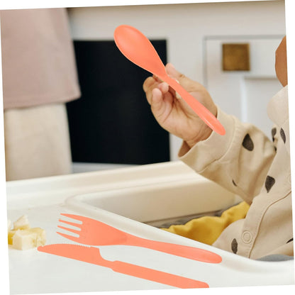 Toddmomy 3 Sets Travel Cutlery Set with Case Wheat Straw Utensil Kit for Lunch Camping School and Picnics Reusable Fork Spoon and Cutter and Travel Tableware