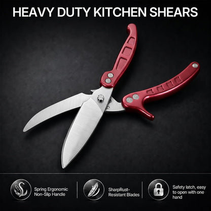 Kitchen Scissors All Purpose, Stainless Steel Heavy Duty Kitchen Shears for Cutting Food-Chicken,Meat,Poultry,Bone and Turkey Multifunctional Kitchen Scissors With Satety Lock