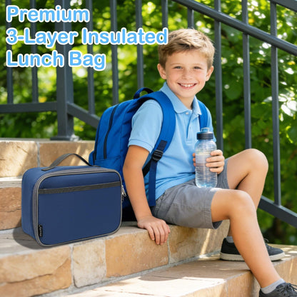 FlowFly Kids Lunch box Insulated Soft Bag Mini Cooler Back to School Thermal Meal Tote Kit for Girls, Boys, Astronaut - Colors B