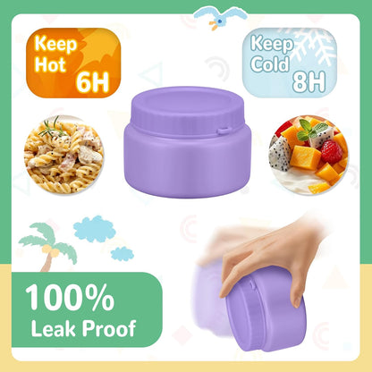 Kids Bento Lunch Box with Thermo, Include 9oz Soup Thermo, Kids Leakproof Lunch Box with 4 Compartment, Insulated Lunch Bag for Girls Boys to School Travel