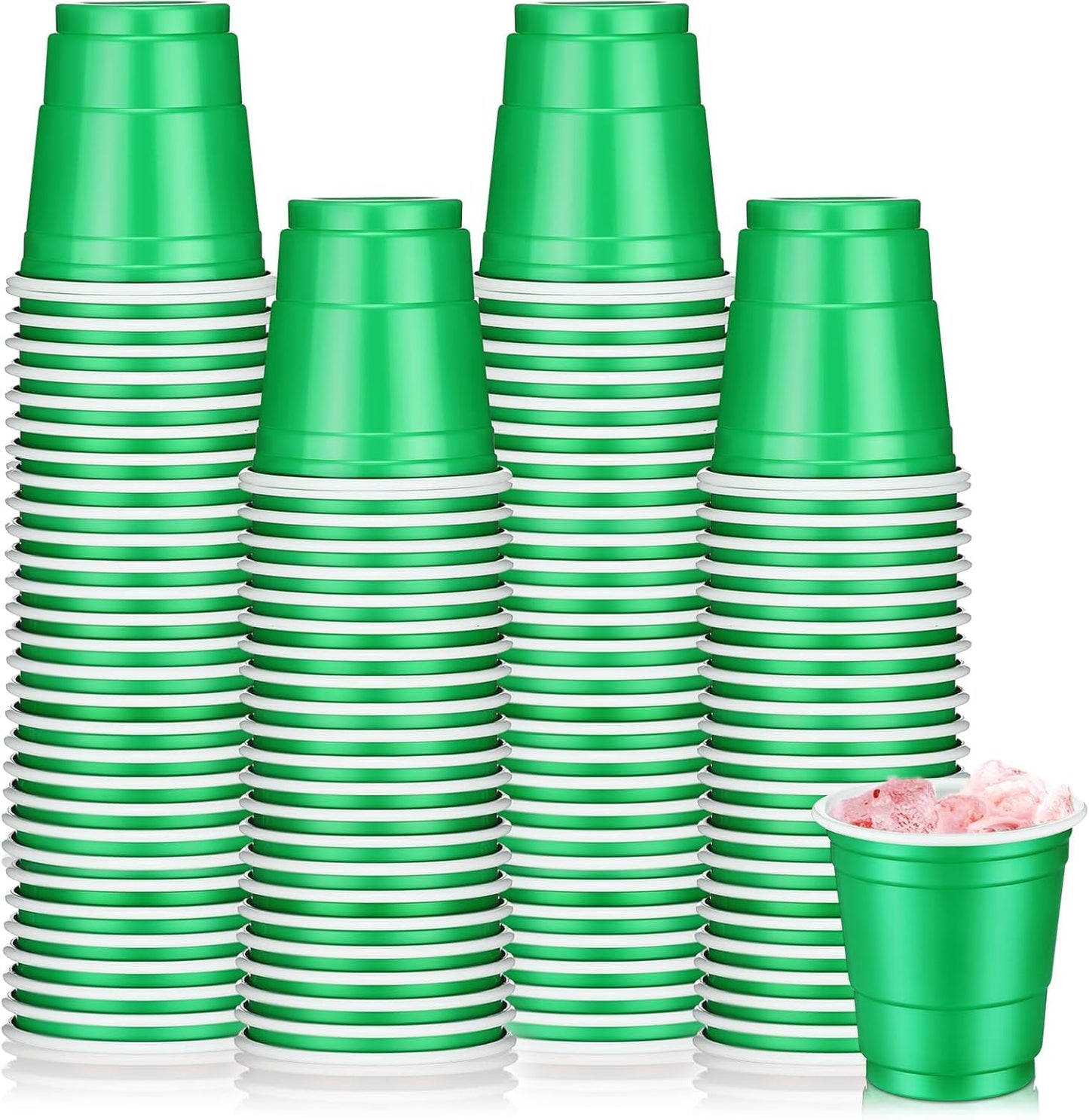 Roshtia 100 Pack 2 oz Plastic Shot Cups, Mini Disposable Shot Glasses 2 oz Wedding Party Cups for Bridal Shower Wedding Party, Beer Taste Serving, Snacks(Black, Gold)