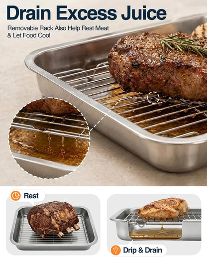 5 in 1 Grill Prep Tray and Carry System, Large Grilling Prep and Serve Trays with Lid and Cutting Board, Deep Meat Marinating Container as BBQ Grilling Gift, Home Series, L