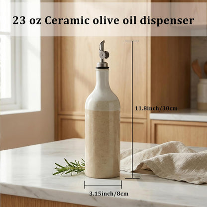 Olive Oil Dispenser Bottle for Kitchen, 23 Oz Large Ceramic Oil Dispenser
