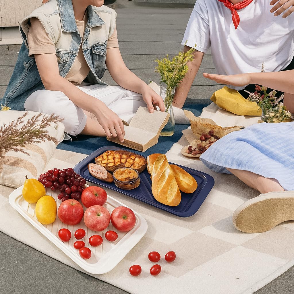 TP Grilling Prep and Serve Trays, 17 x 10.5 inch BBQ Trays for Cooked and Raw Foods, Set of 2 Melamine Serving Platters for Meats, Grill Accessories, Black and Red