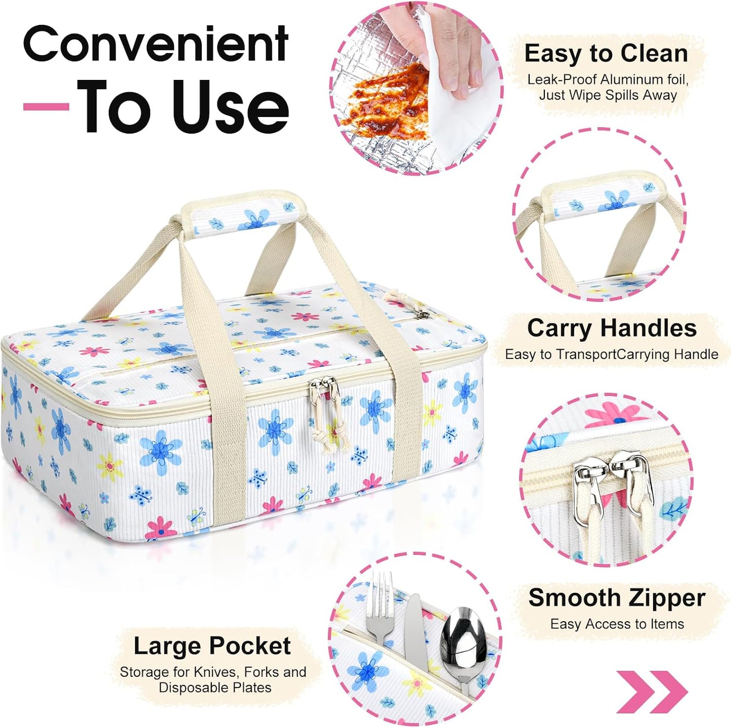 Insulated Casserole Carrier, Portable Casserole Carrier for Hot or Cold Food Lunch Tote Warmer or Cooler Bag, Lasagna Lunch Bag for Potluck Parties- Fits 9" x 13" Baking Dish-Charcoal Grey