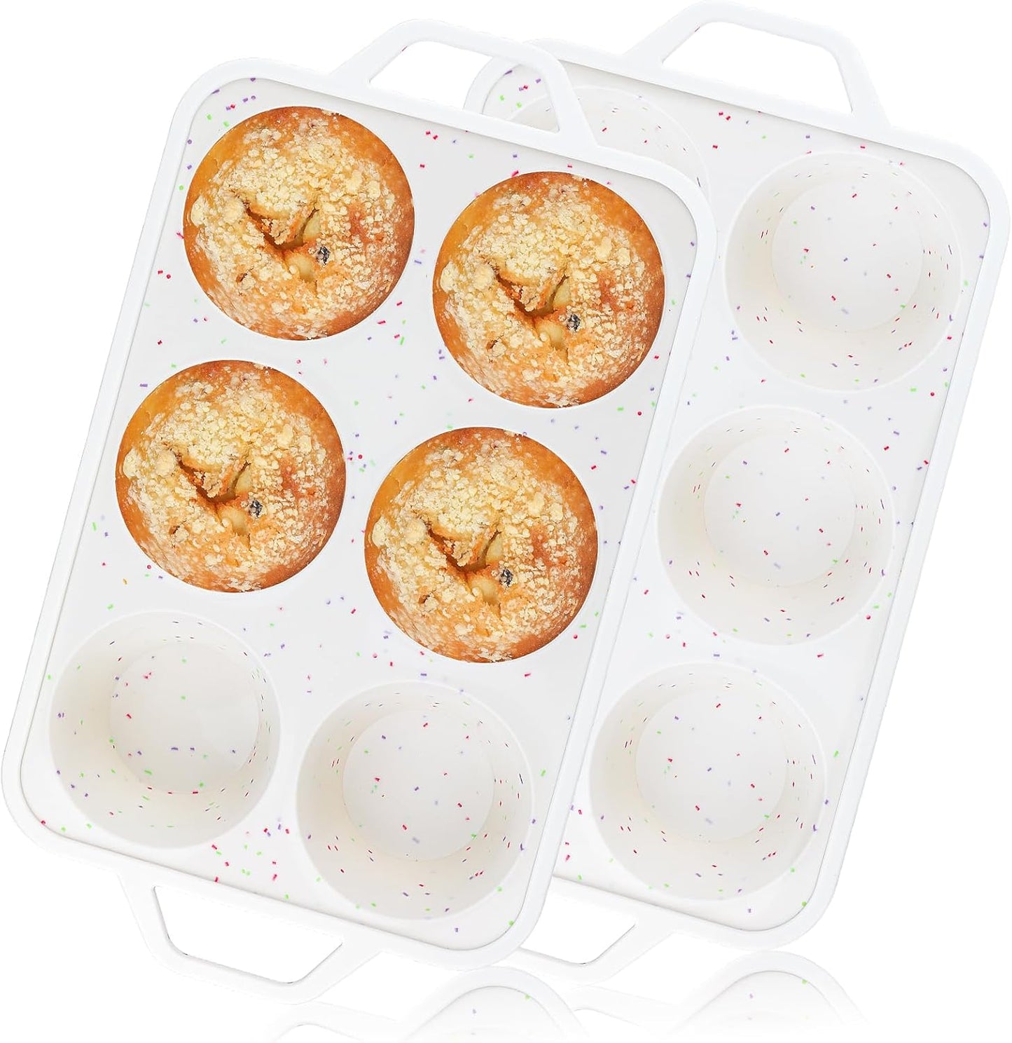 Vinino 2Pack Silicone Muffin Pan for Baking with Metal Reinforced Frame, 12 Cup Regular Size Cupcake Pan, BPA Free Silicone Muffin Tray, Cupcake Baking Pan Bite Molds for Oven Dishwasher Safe
