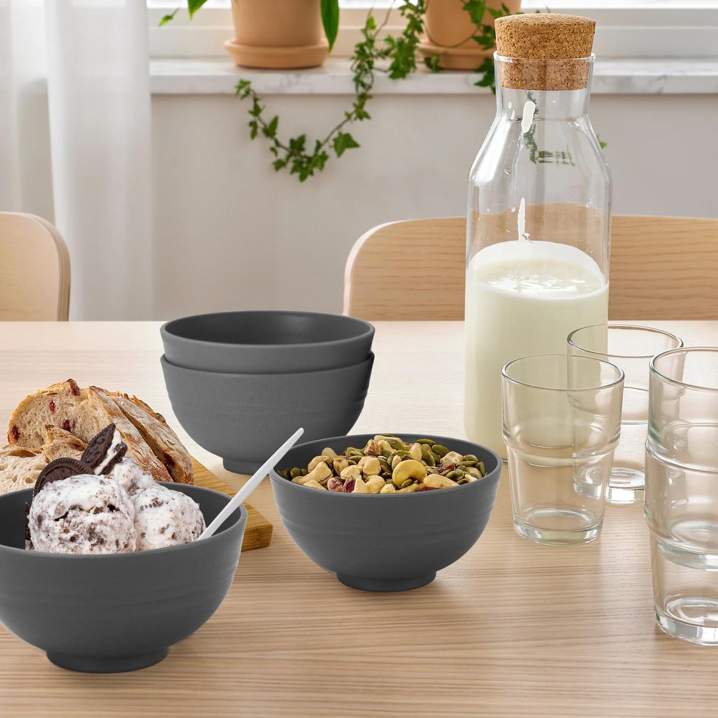 Wheat Straw Bowl Sets,8 PCS Unbreakable Cereal Bowl 26 OZ,Microwave and Dishwasher Safe Bowls,Bowl Sets for Camping and Picnic BPA Free Colorful Salad Bowls for Serving Soup,Oatmeal and Fruit Etc…