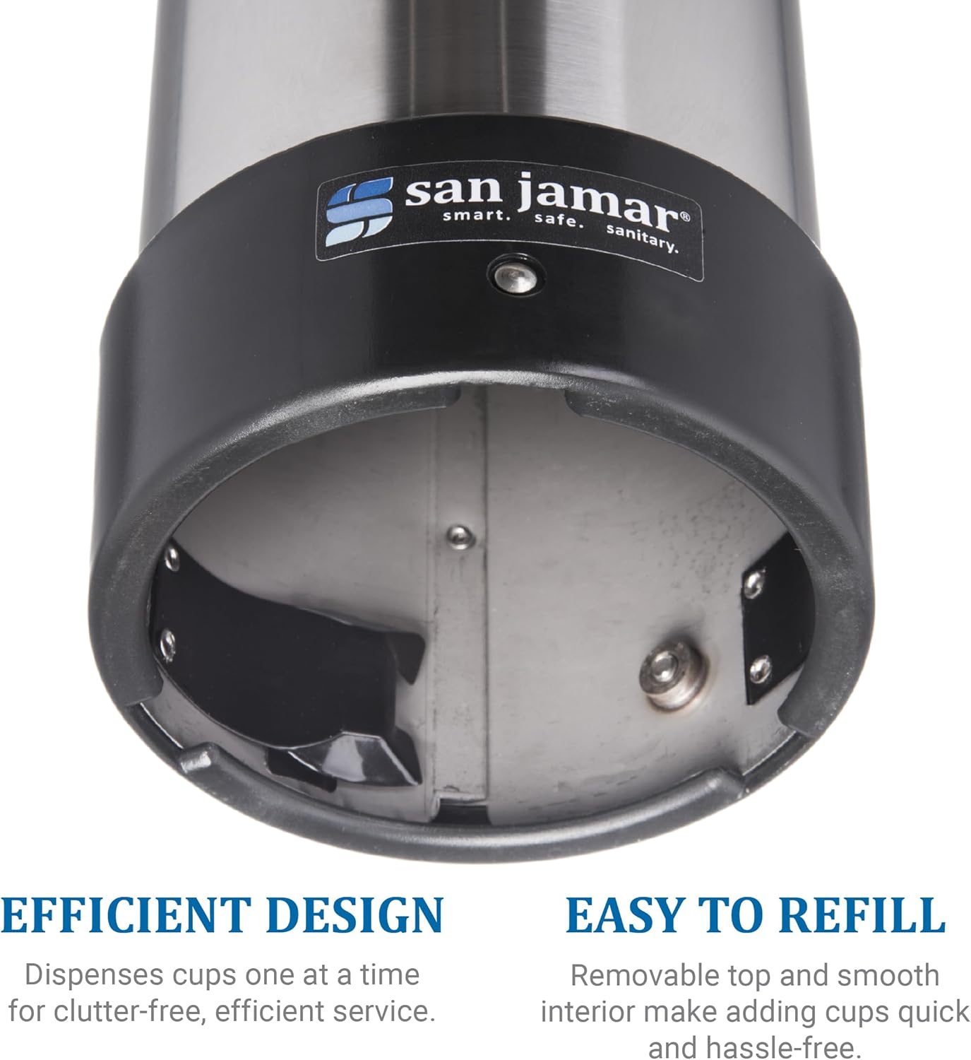 San Jamar Pull-Type Cup Dispenser 12-24 Oz. Cups for Restaurants, Home, and Office, Plastic, 23.5 Inches, Silver