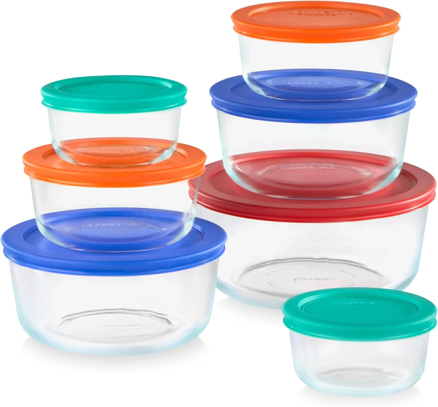 Pyrex Simply Store (12-Pack) Glass Food Storage Containers Set, (1, 2, & 3 Cup) Meal Prep Containers with Plastic BPA-Free Lids, Dishwasher & Microwave Safe