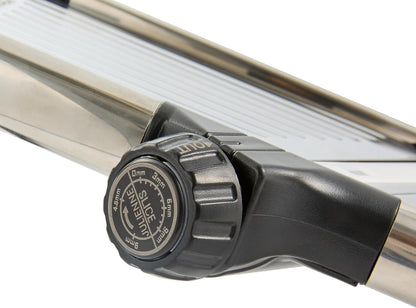 Restaurantware Stainless Steel Adjustable Mandoline Slicer - German Standard Vegetable Slicer with Blade Guard, Includes Cut-Resistant Gloves - Food Slicer for Potato, Onions, Cucumbers, Tomato