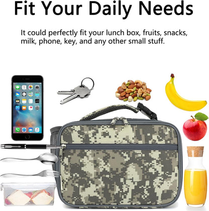 GYEUKHAM Insulated Lunch Box for School, Thermal Reusable Durable Freezable Lunch Bags for Kids Boys Girls Men Women - Small Soft Cooler Portable Lunch Tote Kit for Work Picnic Travel,Black