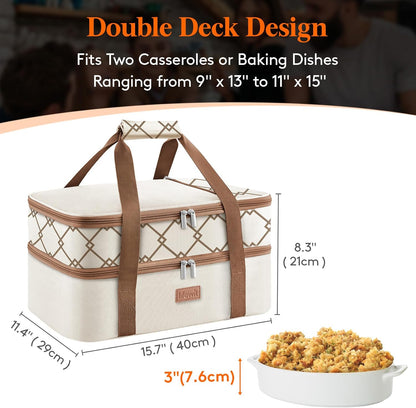 Lifewit Insulated Single Decker Casserole Carrier, Lasagna Lugger Holder for Hot or Cold Food, Fits 9" x 13" Baking Dish, Thermal Lunch Tote Bag for Potluck Parties, Picnic and Cookouts, Grey