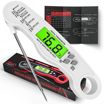 AWLKIM Meat Thermometer Digital, Instant Read Food Thermometer, Red