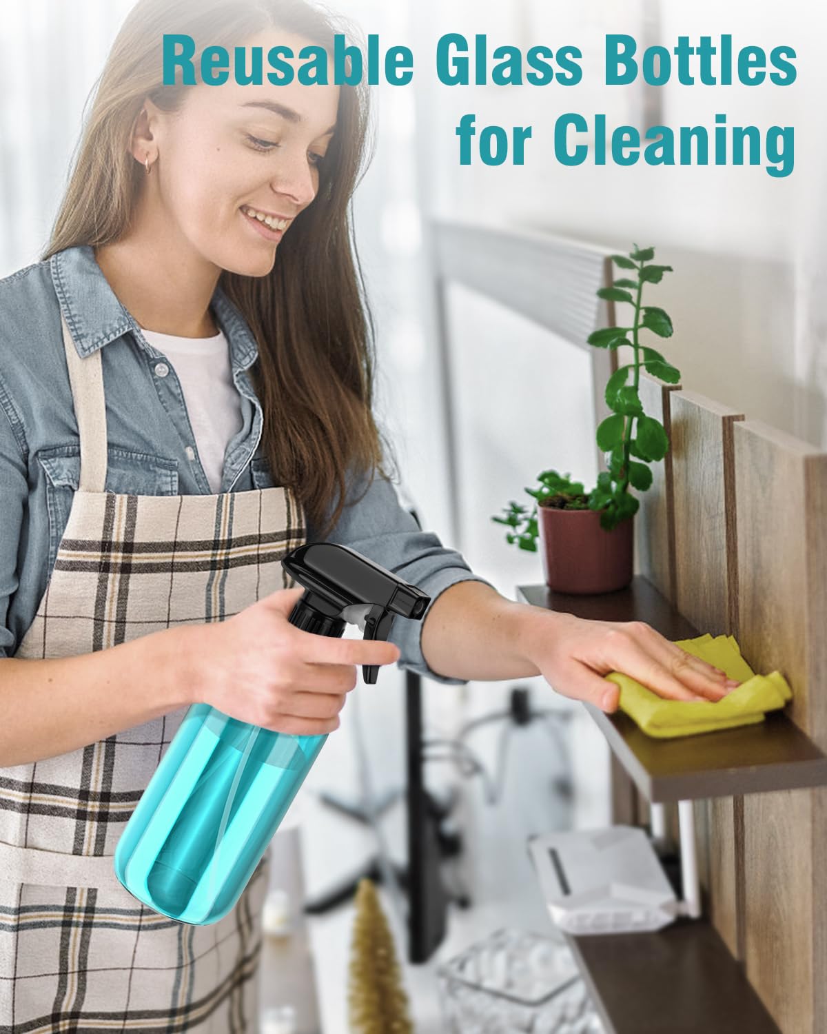 Bontip Glass Spray Bottle 16 oz for Cleaning, Plants (2 Pack, Amber)