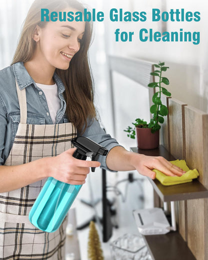 Bontip Glass Spray Bottle 16 oz for Cleaning, Plants (2 Pack, Amber)