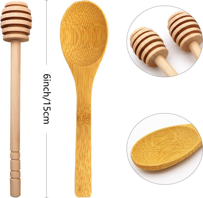 BLUE TOP 20PCS Wooden Honey Dipper Stick 6 Inch Individually Wrapped Honey Stirrer Stick,Honeycomb Sticks,Honey Wand for Honey Jar Dispense Drizzle Honey and Wedding Party Favors Gift.