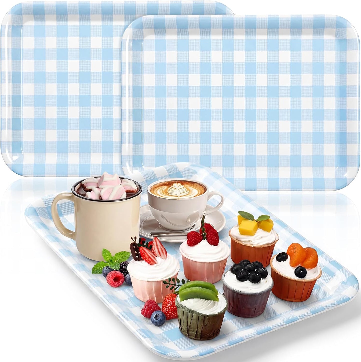 Vesici 3 Pcs Cherry Bow Serving Trays 13 x 10 Inch Pink Bow Cherry Melamine Platters Reusable Rectangular Serving Dishes for Coquette Wedding Baby Shower Birthday Party Sharing Snack Fruit Dessert