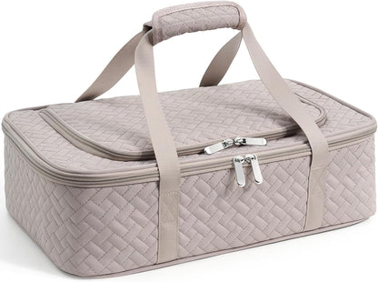 Insulated Casserole Carrier - Portable Casserole Carrier for Hot or Cold Food, Lasagna Holder for Parties,Picnic,Cookouts,Traveling - Fits 9" x 13" Baking Dish (Beige)