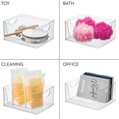 iDesign Stackable Open-Front Storage Bins with Handles, Set of 4, Clear | For Kitchen and Pantry