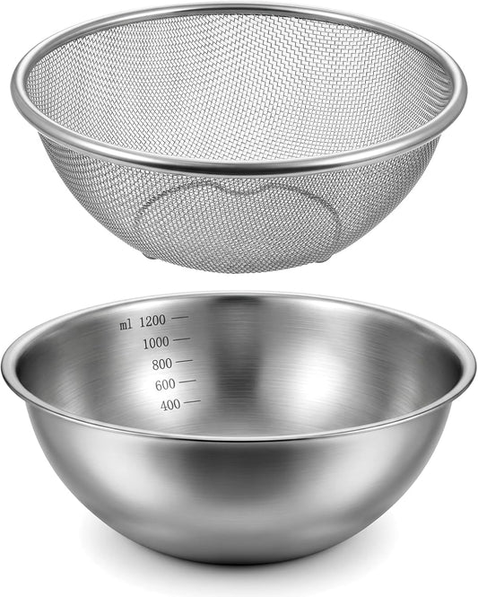 Rice Washing Bowl, Stainless Steel Rice Strainer Fine Mesh, Fruit Washer