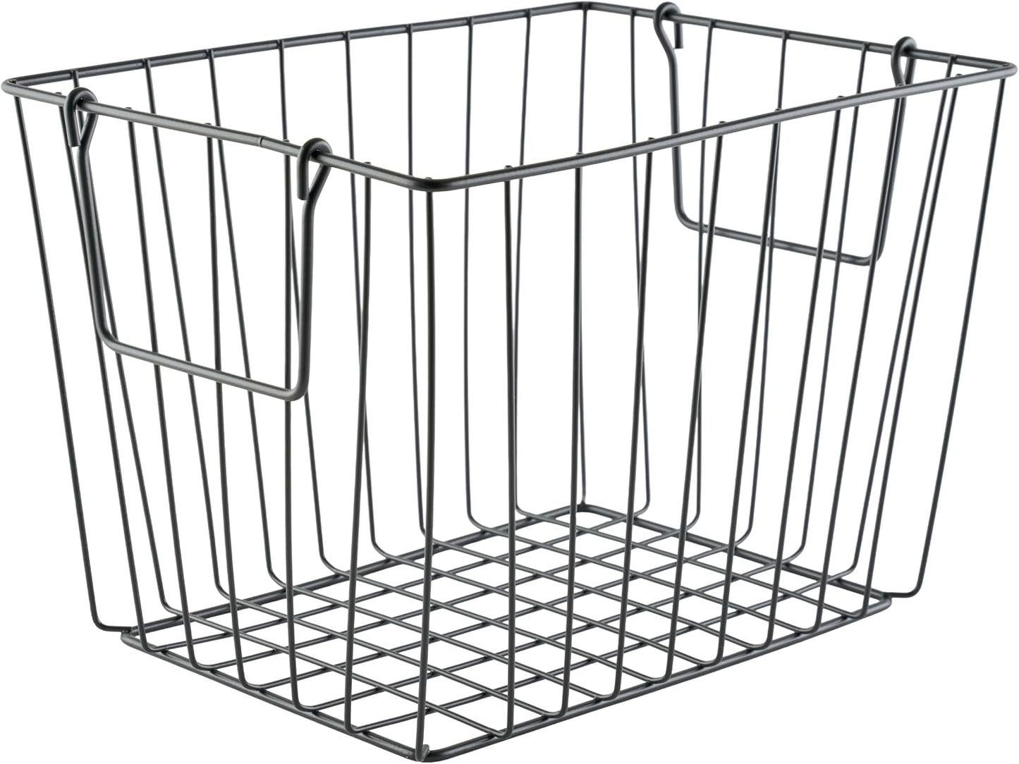 G.E.T. WB-315-MG Heavy Duty Iron Wire Utility Storage Basket/Bin with Handles, 11" x 8" x 8"