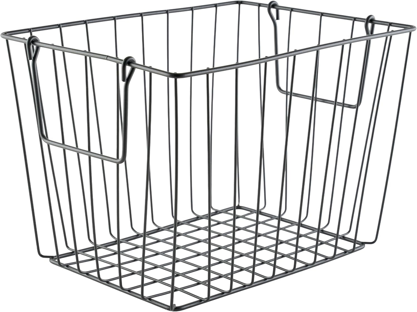 G.E.T. WB-315-MG Heavy Duty Iron Wire Utility Storage Basket/Bin with Handles, 11" x 8" x 8"