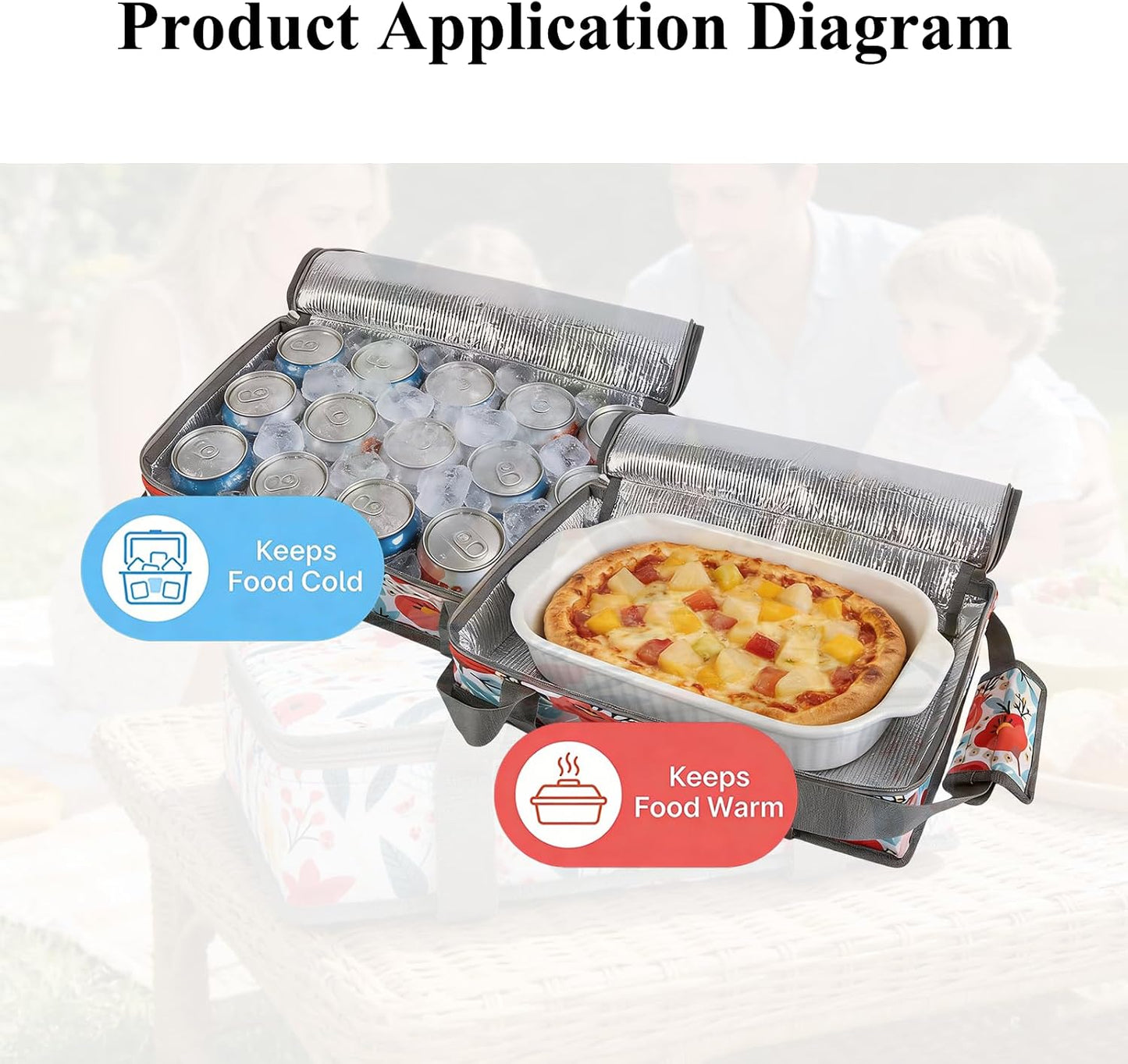 Insulated Casserole Carrier Expandable for Hot or Cold Food with Handle Food Transport for Travel Picnic Cookouts,Fits Pioneer Woman Kitchen Stuff Accessories and 9" x 13" Baking Dish