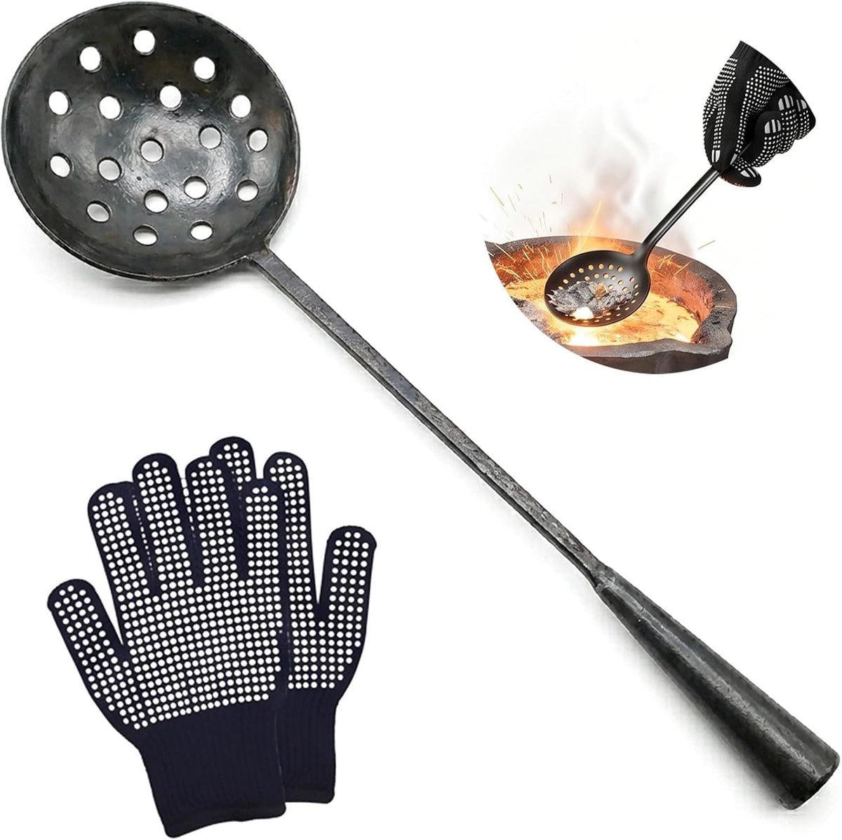 Metal Casting Skimmer Ladle Set with Gloves