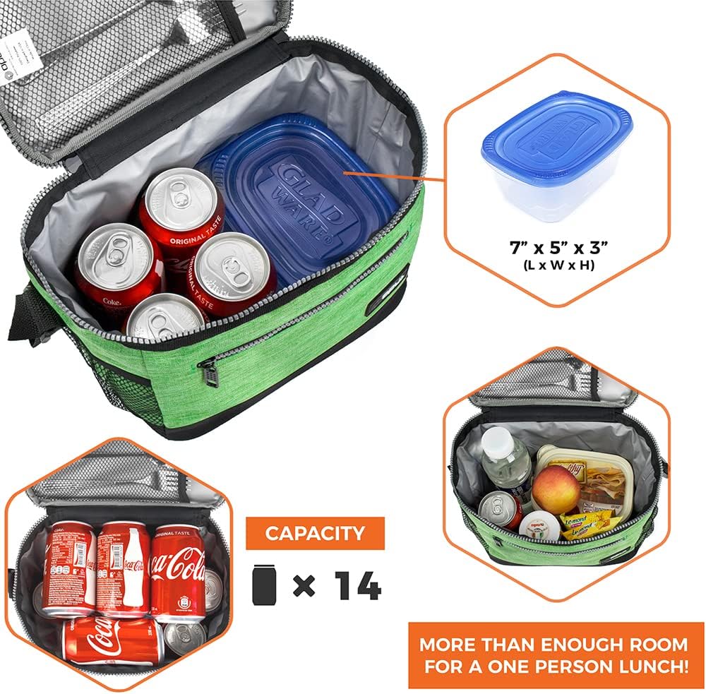 opux Insulated Lunch Box Men Women, Lunch Bag for Work School, Leakproof Soft Cooler Tote Adult, Large Lunch Pail Kids Boys Girls, Picnic Beach Food Bag with Shoulder Strap, Purple Floral