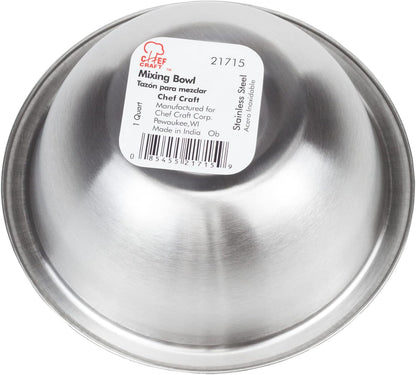 Chef Craft Brushed Mixing Bowl, 5-Quart, Stainless Steel