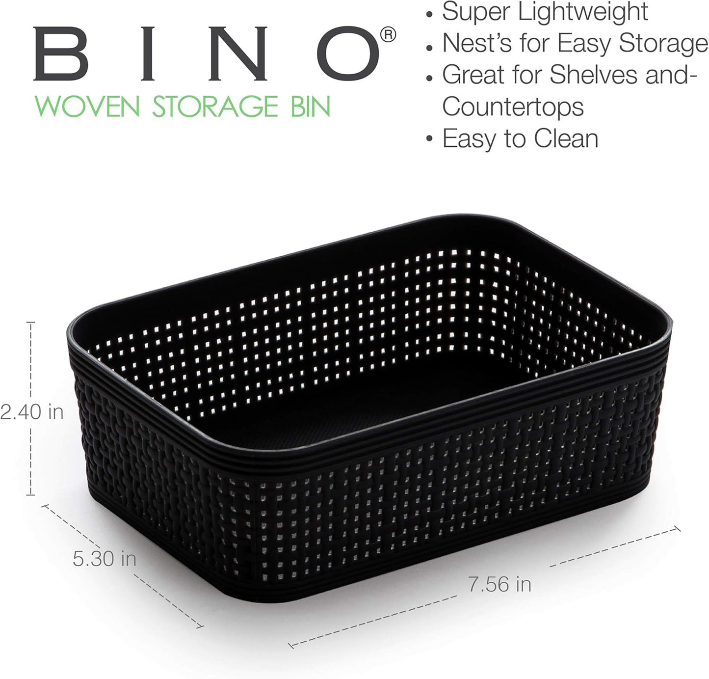 BINO Woven Plastic Basket | Large (Natural), 3-Pack | THE JUTE COLLECTION | Home Organization, Space-Saving Storage, Stylish Design | Plastic Storage Basket