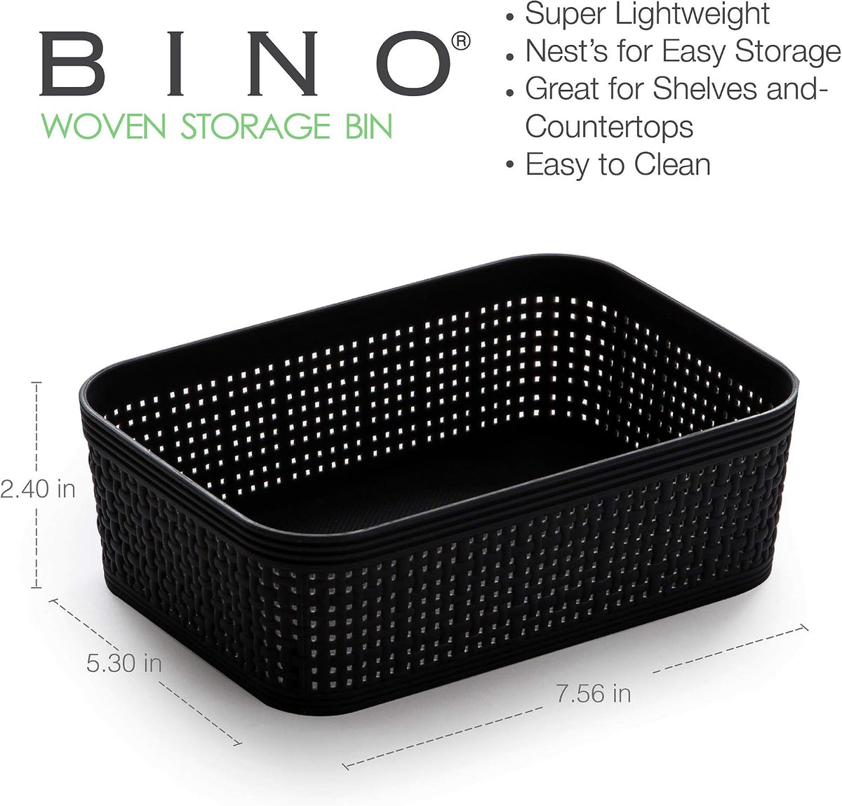 BINO Woven Plastic Basket | Large (Natural), 3-Pack | THE JUTE COLLECTION | Home Organization, Space-Saving Storage, Stylish Design | Plastic Storage Basket