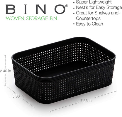 BINO Woven Plastic Basket | Large (Natural), 3-Pack | THE JUTE COLLECTION | Home Organization, Space-Saving Storage, Stylish Design | Plastic Storage Basket