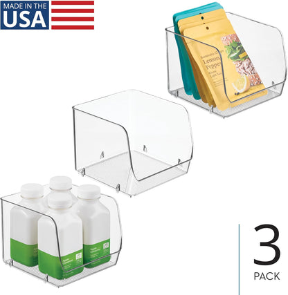 iDesign Stackable Open-Front Storage Bin for Pantry or Household Storage, Clear, Made in USA