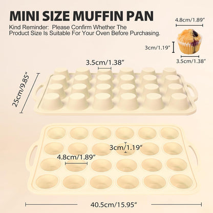 3Pcs Silicone Muffin Pan 6, 12 and 24 Cup with Metal Frame, Non Stick Jumbo Cupcake Pan with Handles, BPA Free Silicon Mini Muffin Tin Regular Tray For Baking,Egg Bites,Mold Light Grey