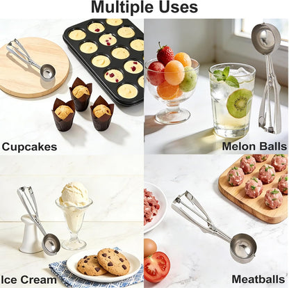 Cookie Cream Dough Scoops For Baking 18/8 Selected Stainless Surface Polishing Process Suitable For Making Exquisite Melon Ball Ice Cream Desserts #40 Biscuit Spoon With A Diameter2.36 Inches