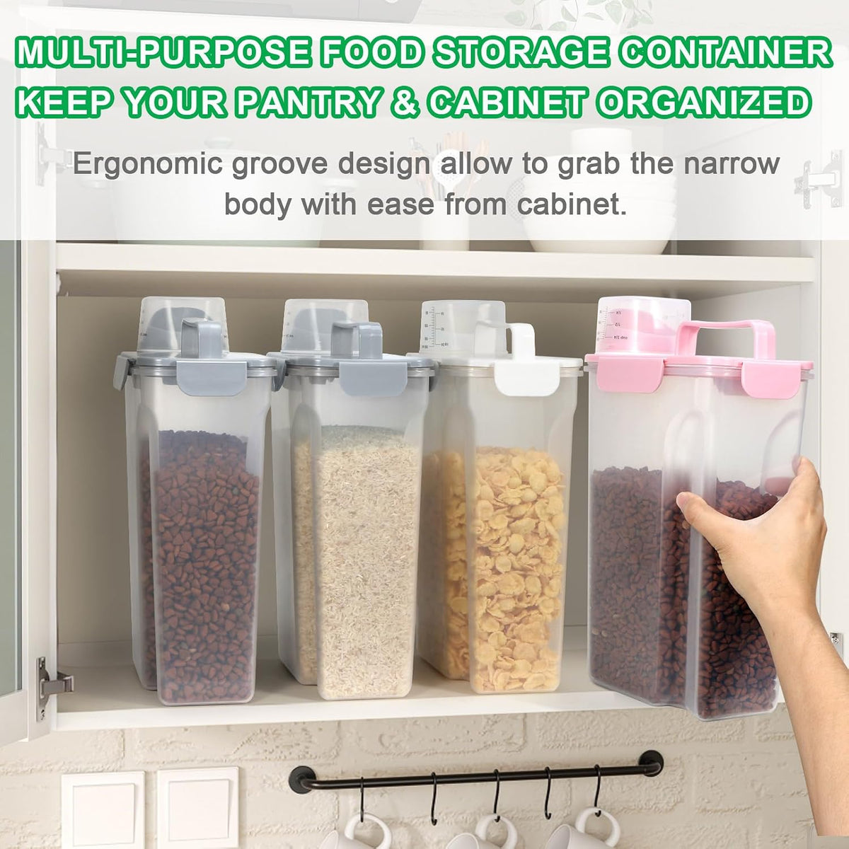 TBMax Pet Food Storage Containers 2 Pack 8-10 Lbs Airtight Dog Food Container Dispenser with Large Spout & Portable Handle, Travel Dog Treat Cat Food Storage Bin Bird Seed Container